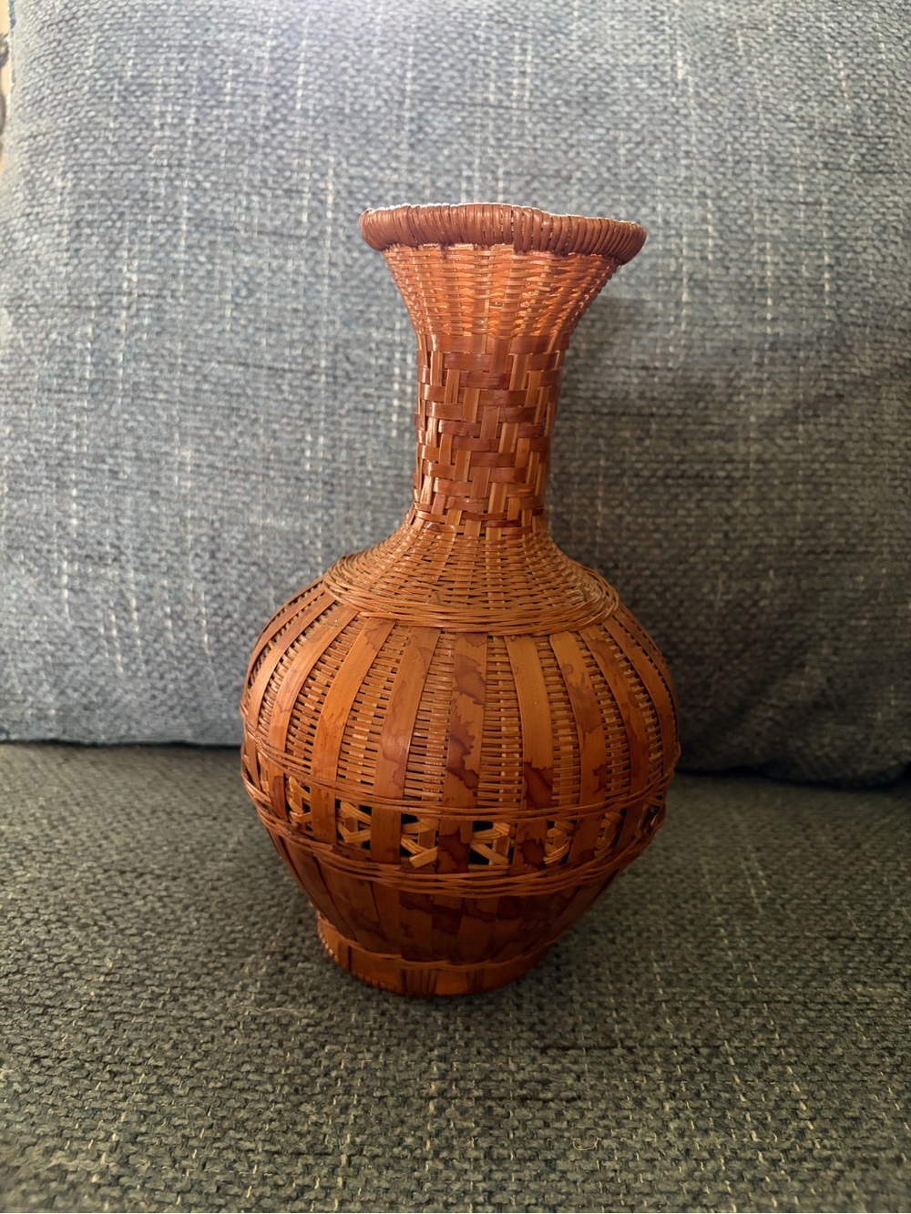 Handwoven Brown Wicker Decorative Vase - Home Accents
